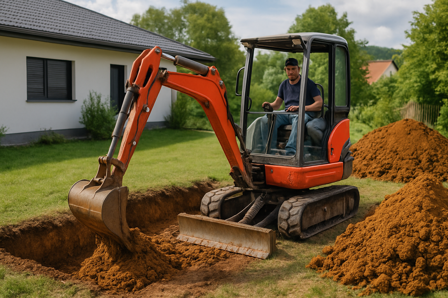 Fundament mit dem Minibagger ausheben in Billigheim